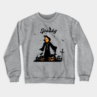 Funny halloween design with skeleton, pumpkin Crewneck Sweatshirt